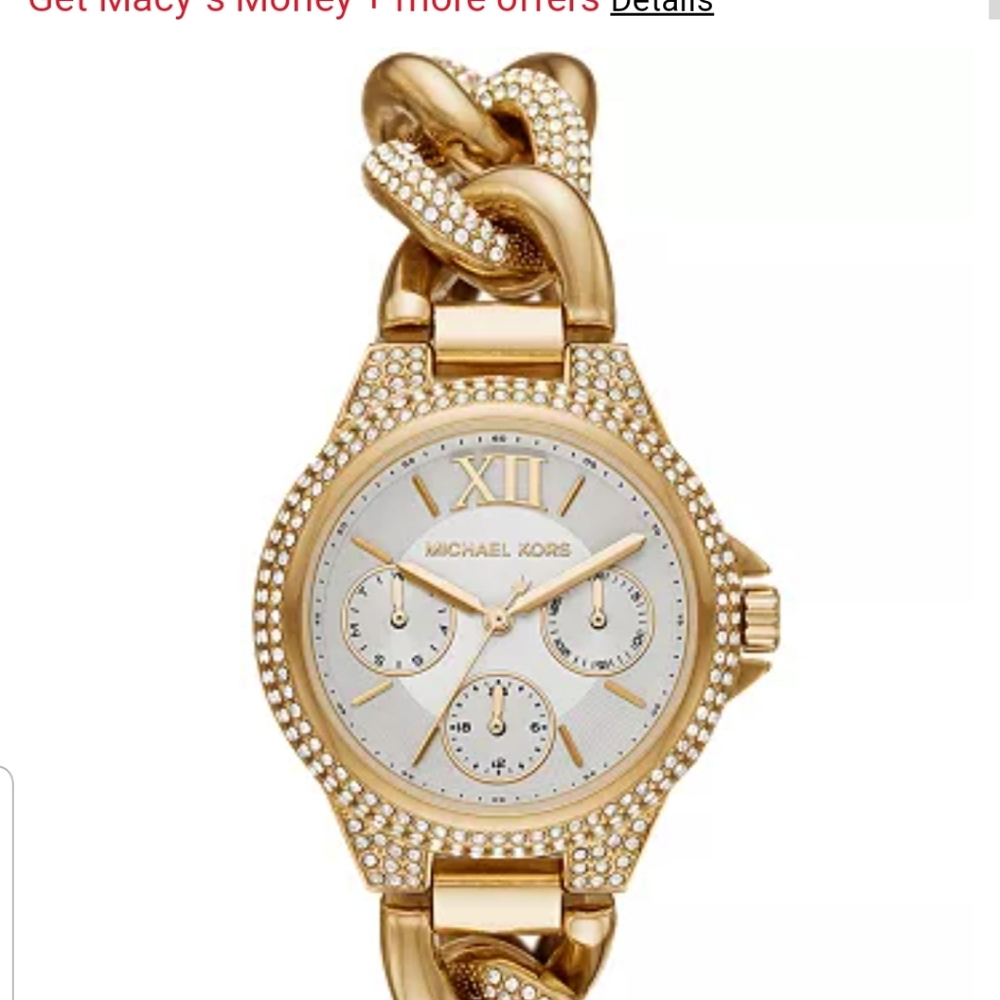 Ladies Michael Kors Gold Plated Crusted Link Watch